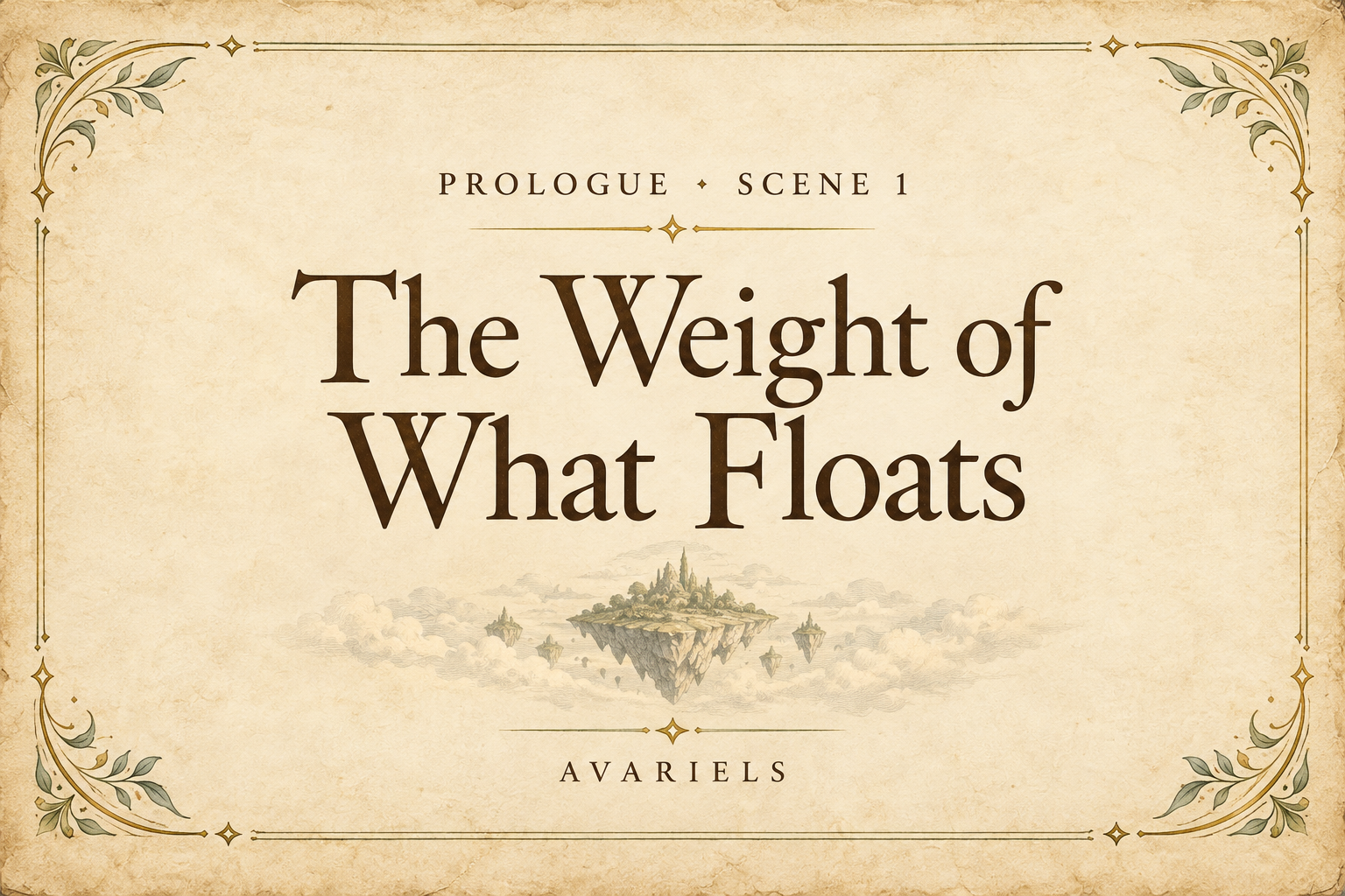 Prologue, Scene 1: The Weight of What Floats — Avariels.